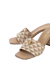 Prada Women's beige textile mules - Decor: logo. Outer material: 100% textile. Lining: 100% leather. Country of manufacture: Italy. Care: specialized cleaning - photo 5