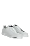 Dolce & Gabbana White leather sneakers for men - logo. 100% genuine leather. lacing. Sole height: 3 cm. rubber. Country of manufacture: Italy. Care: specialized cleaning - photo 3