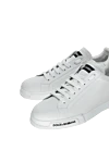 Dolce & Gabbana White leather sneakers for men - logo. 100% genuine leather. lacing. Sole height: 3 cm. rubber. Country of manufacture: Italy. Care: specialized cleaning - photo 5