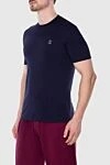 Brunello Cucinelli Men's blue cotton T-shirt with logo - logo print. cotton. Country of manufacture: Italy. Care: specialized cleaning - photo 3