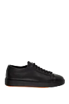 Santoni Black leather sneakers for men - logo on the insole. genuine leather. lacing. Country of manufacture: Italy. Care: specialized cleaning - photo 1