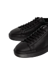 Santoni Black leather sneakers for men - logo on the insole. genuine leather. lacing. Country of manufacture: Italy. Care: specialized cleaning - photo 5