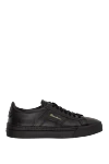 Santoni Black leather sneakers for men - logo on the insole, logo patch on the tongue. genuine leather. lacing. Country of manufacture: Italy. Care: specialized cleaning - photo 1