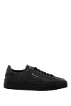 Santoni Black leather sneakers for women - Decor: logo. Composition: 100% genuine leather. Fastening: lacing. Country of manufacture: Italy. Care: specialized cleaning - photo 1