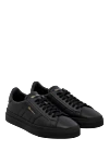 Santoni Black leather sneakers for women - Decor: logo. Composition: 100% genuine leather. Fastening: lacing. Country of manufacture: Italy. Care: specialized cleaning - photo 3