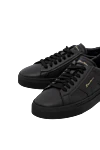 Santoni Black leather sneakers for women - Decor: logo. Composition: 100% genuine leather. Fastening: lacing. Country of manufacture: Italy. Care: specialized cleaning - photo 5