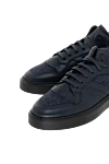 Doucal`s Sneakers made of genuine leather and wool, blue for men - Additionally Interior trim: fur. 70% genuine leather, 30% wool, natural fur. Closure: lace. Country of manufacture: Italy. Care: specialized cleaning - photo 5