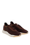 Santoni Men's brown wool sneakers - contrast sole. 100% wool. Closure: lace. Country of manufacture: Italy. Care: specialized cleaning - photo 3