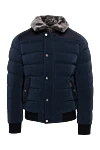 Moorer Men's down jacket made of polyamide and polyester blue - Contrast finish . Fur collar . 60% polyamide, 40% polyester . Closure: Zipper, buttons . Two side pockets . Lining: 100% real fur. Country of manufacture: Italy. Care: specialized cleaning - photo 1