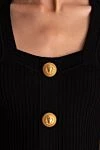 Balmain Black viscose and polyester dress for women - zipper. Decoration: gold-plated buttons. 83% viscose, 17% polyester. Country of manufacture: Italy. Care: specialized cleaning - photo 5