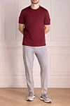 Футболка из хлопка бордовая мужская Brunello Cucinelli - контрастная окантовка на воротнике. 100% хлопок. Страна производитель: Италия. Уход: специализированная чистка - фото 2