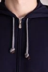Brunello Cucinelli Костюм спортивный мужской из хлопка и полиамида синий - Капюшон. 93% хлопок, 7% полиамид. Кулиска, молния. Четыре боковых кармана. Страна производитель: Италия. Уход: специализированная чистка - фото 5