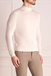 Cesare di Napoli Men's jumper with high stand-up collar made of wool white - High collar stand. 100% wool. Country of manufacture: Italy. Care: specialized cleaning - photo 3