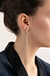 Gray metal earrings for women Annabella - rhinestones. 100% metal. nail. Country of origin: Italy. Care: specialized cleaning - photo 2