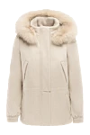 Loro Piana Cashmere jacket for women beige - fur on the hood. hood. cashmere. Closure: zipper. two side pockets. Country of origin: Italy. Care: specialized cleaning - photo 1