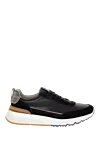 Brunello Cucinelli  Black leather and suede sneakers for men - contrast sole, perforation. 80% genuine leather, 20% suede. Closure: lace . Country of origin: Italy. Care: specialized cleaning - photo 1