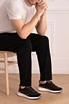  Black leather and suede sneakers for men Brunello Cucinelli - contrast sole, perforation. 80% genuine leather, 20% suede. Closure: lace . Country of origin: Italy. Care: specialized cleaning - photo 2
