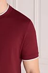 Brunello Cucinelli Футболка из хлопка мужская бордовая - окантовка воротника. 100% хлопок . Страна производитель: Италия. Уход: специализированная чистка - фото 5