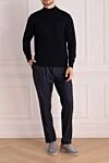 Брюки шерстяные синие мужские Brunello Cucinelli - защипы. 100% шерсть. пуговица, молния, кулиска. Страна производитель: Италия. Уход: специализированная чистка - фото 2
