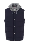 Brunello Cucinelli Ерлерге арналған полиамид пен эластан көк түсті жилет - Қосымша: сорғыш. Қалталар: екі алдыңғы қалта. Құрамы: 83% полиамид, 17% эластан. Бекіту: найзағай, түймелер. Шығарылған елі: Италия. Күтім: арнайы тазалау - фото 1