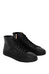 Santoni Sneakers made of genuine leather black for men - logo. 100% genuine leather. Closure: lace. Country of manufacture: Italy. Care: specialized cleaning - photo 3