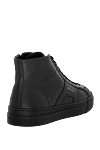 Sneakers made of genuine leather black for men Santoni - logo. 100% genuine leather. Closure: lace. Country of manufacture: Italy. Care: specialized cleaning - photo 4