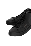 Santoni Sneakers made of genuine leather black for men - logo. 100% genuine leather. Closure: lace. Country of manufacture: Italy. Care: specialized cleaning - photo 5