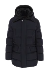 Moorer Blue polyamide and polyurethane down jacket for men - hood. four side pockets, one shoulder pocket. Insulation: 100% down. zipper, buttons. 88% polyamide, 12% polyurethane. Country of manufacture: Italy. Care: specialized cleaning - photo 1