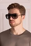 Black men's metal and plastic sunglasses for sun protection Balmain - decorative nozzles. UV protection. plastic, metal. Country of origin: France. Care: specialized cleaning - photo 2