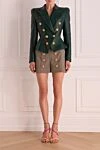 Шорты из полиэстера и шерсти бежевый женские Balmain - молния. клетчатый узор, позолоченные пуговицы. 55% полиэстер, 45% шерсть. Страна производитель: Франция. Уход: специализированная чистка - фото 2