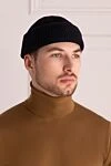 Шапка из кашемира синяя мужская Loro Piana - логотип. 100% кашемир. Страна производитель: Италия. Уход: специализированная чистка - фото 2