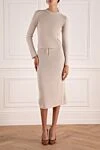 Women's beige suit with skirt D.Exterior - 70% wool, 20% silk, 10% cashmere. elastic belt with lacing. Country of manufacture: Italy. Care: specialized cleaning - photo 2