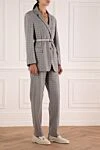 Max&Moi Gray women's trouser suit - checkered pattern. 70% wool, 25% polyamide, 5% fiber. button, belt. two side pockets. Country of manufacture: Italy. Care: specialized cleaning - photo 3