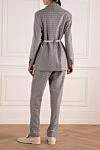 Gray women's trouser suit Max&Moi - checkered pattern. 70% wool, 25% polyamide, 5% fiber. button, belt. two side pockets. Country of manufacture: Italy. Care: specialized cleaning - photo 4