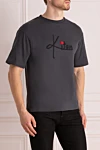 Kiton Gray cotton T-shirt for men - logo. 100% cotton. Country of manufacture: Italy. Care: specialized cleaning - photo 3