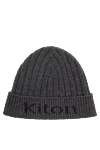 Kiton Gray cashmere hat for men - logo. 100% cashmere. Country of manufacture: Italy. Care: specialized cleaning - photo 1