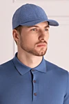 Blue cotton cap for men Cesare di Napoli - 100% cotton. Country of manufacture: Italy. Care: specialized cleaning - photo 2