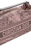 Косметичка из хлопка и полиамида розовая женская Dior - логотип. 50% хлопок, 50% полиамид. Страна производитель: Франция. Уход: специализированная чистка - фото 4