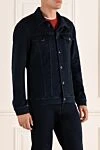 Scissor Scriptor Blue denim jacket for men - worn effect. four pockets. 70% cotton, 28% polyester, 2% elastane. buttons. Country of manufacture: Italy. Care: specialized cleaning - photo 3