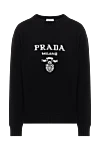 Prada Джемпер из шерсти и кашемира черный женский - вышитый логотип. 70% шерсть, 30% кашемир. Страна производитель: Италия. Уход: специализированная чистка - фото 1