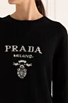 Prada Джемпер из шерсти и кашемира черный женский - вышитый логотип. 70% шерсть, 30% кашемир. Страна производитель: Италия. Уход: специализированная чистка - фото 5