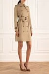 Burberry Пальто из хлопка бежевое женское - пуговицы, пояс. два кармана. 100% хлопок. Страна производитель: Италия. Уход: специализированная чистка - фото 3