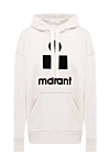 Isabel Marant Beige cotton and polyester hoodie for women - hood. Decoration: logo print, front pocket. 88% cotton, 12% polyester. Country of manufacture: Italy. Care: specialized cleaning - photo 1