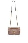 Gucci Beige leather bag for women - decorative seams, metal logo. Fastener: magnetic button. 100% genuine leather. Country of manufacture: Italy. Care: specialized cleaning - photo 5