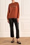 Orange jumper for women Brunello Cucinelli - inscription print. 60% wool, 30% cashmere, 10% silk. Country of origin: Italy. Care: specialized cleaning - photo 2
