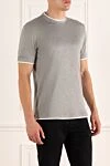 Brunello Cucinelli Gray cotton and silk T-shirt for men - 40% cotton, 60% silk. Country of origin: Italy. Care: specialized cleaning - photo 3