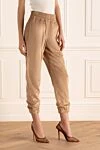 Brunello Cucinelli Брюки из вискозы бежевые женские - четыре кармана. 100% вискоза. эластичный пояс. Страна производитель: Италия. Уход: специализированная чистка - фото 5