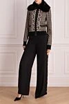 Куртка из шерсти и вискозы черная женская Balmain - широкий меховой воротник, брендовая монограмма. Карман: два боковых кармана. молния. шерсть, вискоза. Страна производитель: Франция. Уход: специализированная чистка - фото 2