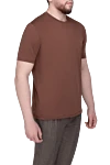 Cesare di Napoli Brown cotton T-shirt for men - 88% cotton, 12% other fibers. Country of origin: Italy. Care: specialized cleaning - photo 3