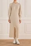 Beige dress for women Panicale - 70% wool, 20% silk, 10% cashmere. Country of origin: Italy. Care: specialized cleaning - photo 2